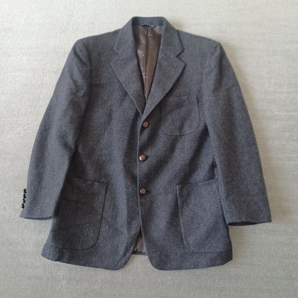 Old School Clothing‎ Co Blazer Mens 40R Gray 100% Wool Academic Herringbone